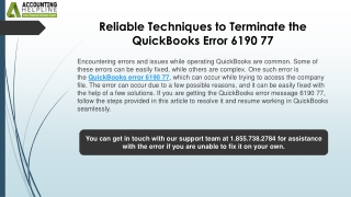 How to tackle QuickBooks Error Code 6190 77