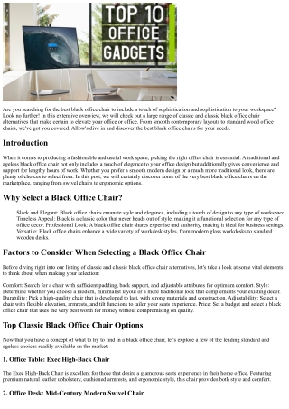 Classic and Ageless Black Office Chair Options
