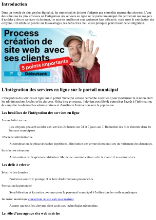 “L'intégration des services en ligne sur le portail municipal”