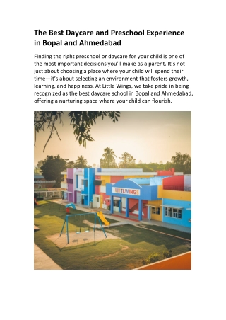 Trusted Daycare and Preschool for Kids in Bopal | Little Wings