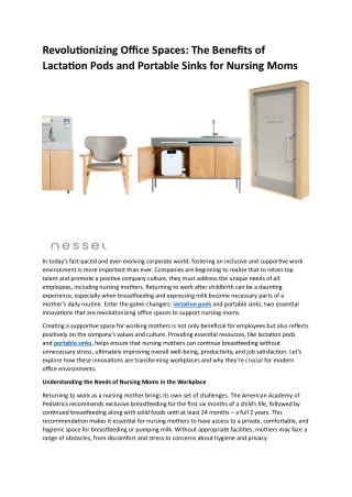 Revolutionizing Office Spaces- The Benefits of Lactation Pods and Portable Sinks for Nursing Moms