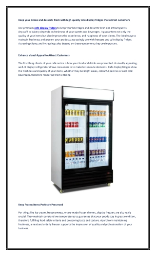 fresh with high-quality cafe display fridges that attract customers