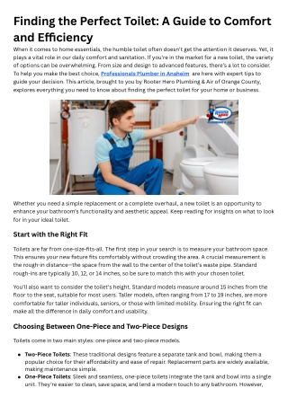 Finding the Perfect Toilet A Guide to Comfort and Efficiency