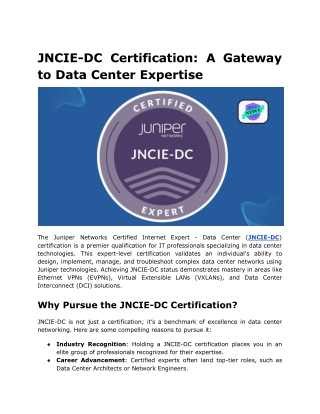 JNCIE-DC Certification_ A Gateway to Data Center Expertise