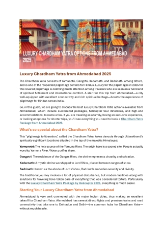 Luxury Chardham Yatra Options from Ahmedabad 2025
