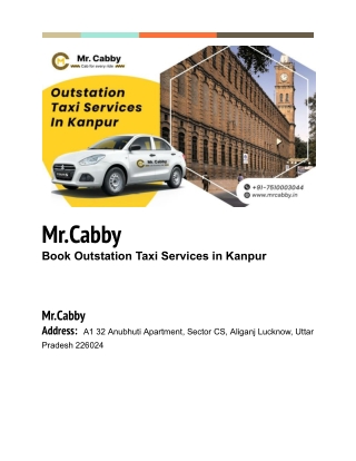Book Outstation Taxi Services in Kanpur