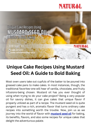 Unique Cake Recipes Using Mustard Seed Oil A Guide to Bold Baking