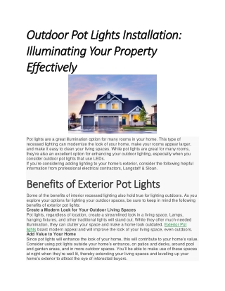 Outdoor Pot Lights Installation Illuminating Your Property Effectively