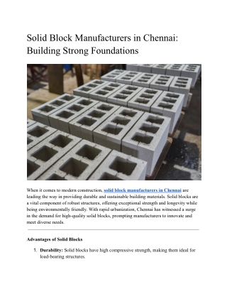 Solid Block Manufacturers in Chennai_ Building Strong Foundations