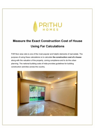 "Measure the Exact Construction Cost of House  Using Far Calculations "