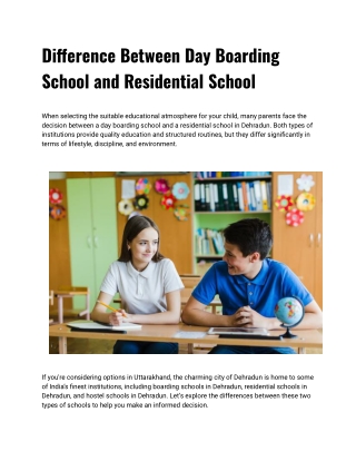 Difference Between Day Boarding School and Residential School