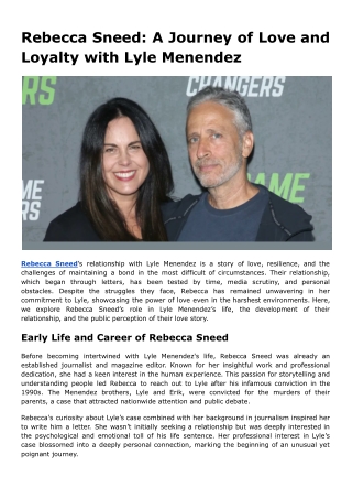 Rebecca Sneed: A Journey of Love and Loyalty with Lyle Menendez