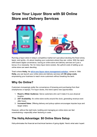 Grow Your Liquor Store with $0 Online Store and Delivery Services