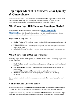 Top Super Market in Marysville for Quality