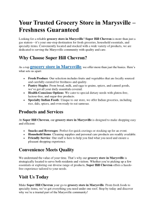 Your Trusted Grocery Store in Marysville