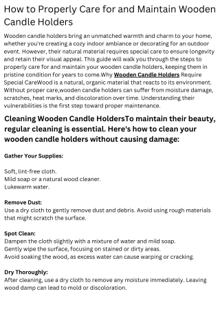 How to Properly Care for and Maintain Wooden Candle Holders