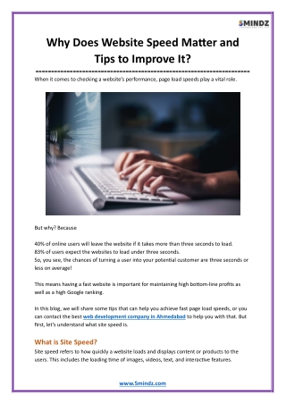 Why Does Website Speed Matter and Tips to Improve It?
