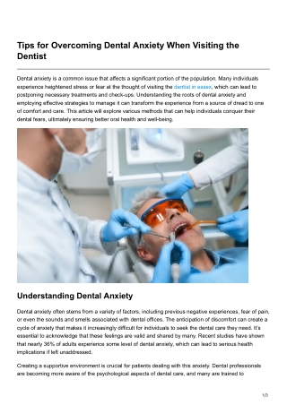 Tips for Overcoming Dental Anxiety When Visiting the Dentist