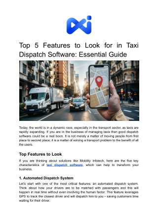 Top 5 Features to Look for in Taxi Dispatch Software