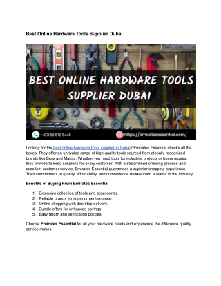 Best Online Hardware Tools Supplier Dubai