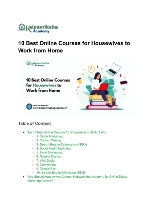 “Best Online Courses for Housewives | Empower Your Future from Home”