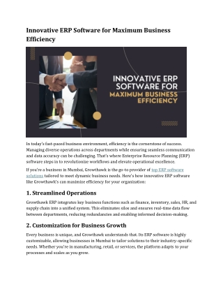 Innovative ERP Software for Maximum Business Efficiency