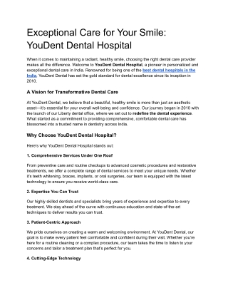 Exceptional Care for Your Smile: YouDent Dental Hospital
