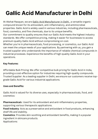 Gallic Acid Manufacturer in Delhi