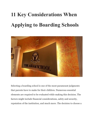 11 Key Considerations When Applying to Boarding Schools