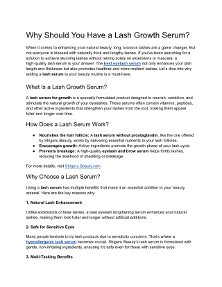 Why Should You Have a Lash Growth Serum | Shigeru Beauty