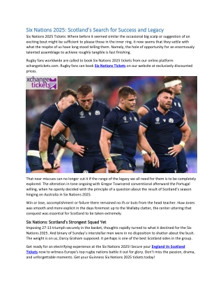 Six Nations 2025 Scotland’s Search for Success and Legacy