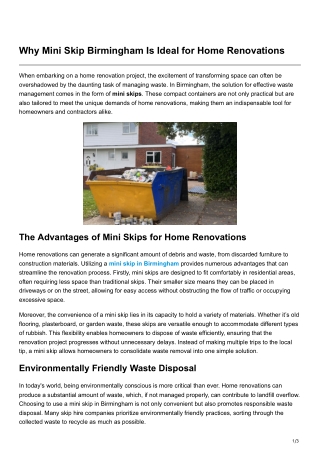 Why Mini Skip Birmingham Is Ideal for Home Renovations-1