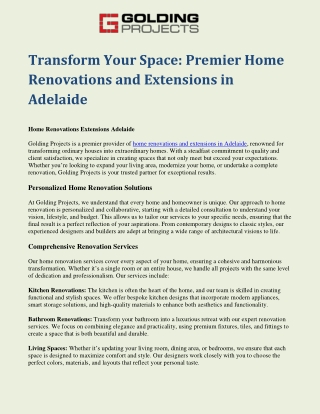 Home Renovations Extensions Adelaide