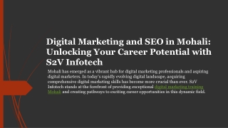 Digital Marketing and SEO in Mohali s2vinfotech