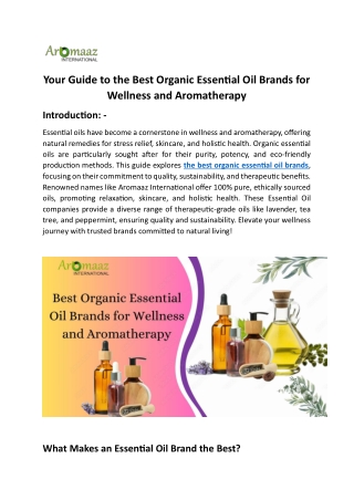Best Organic Essential Oil Brands for Wellness and Aromatherapy