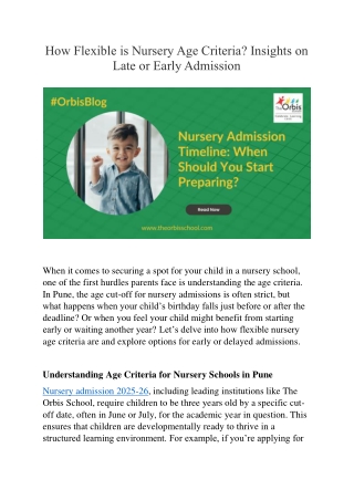 How Flexible is Nursery Age Criteria  Insights on Late or Early Admission