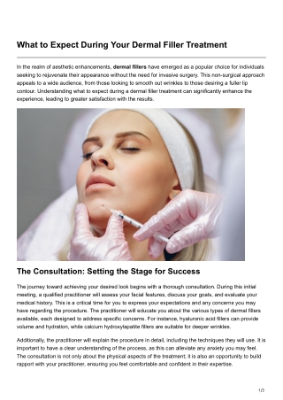 What to Expect During Your Dermal Filler Treatment