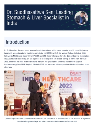 Dr. Suddhasattwa Sen: Leading Stomach & Liver Specialist