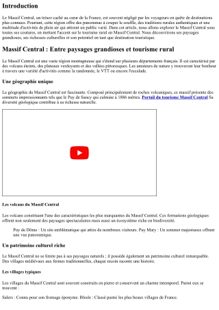 Massif Central : Entre paysages grandioses et tourisme rural