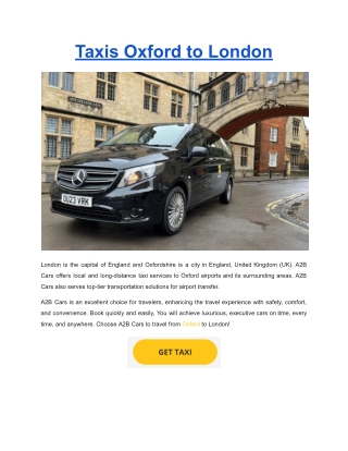 Taxis Oxford to London