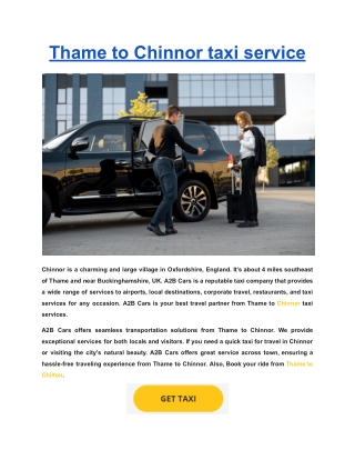 Thame to Chinnor taxi service