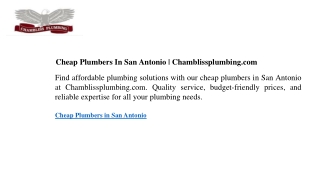 Cheap Plumbers In San Antonio Chamblissplumbing.com