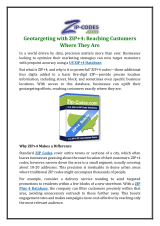 Geotargeting with ZIP 4: Reaching Customers Where They Are