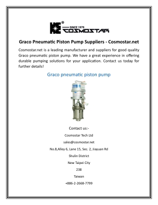 Graco Pneumatic Piston Pump Suppliers Cosmostar.net