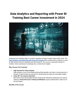 Data Analytics and Reporting with Power BI Training Best Career Investment in 2024