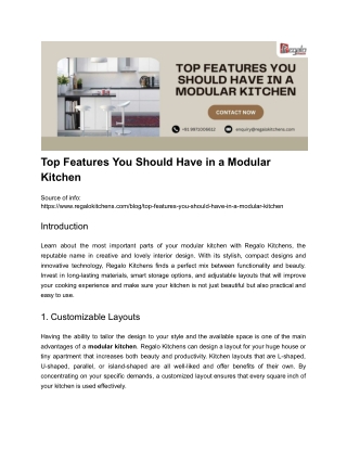 Top Features You Should Have in a Modular Kitchen