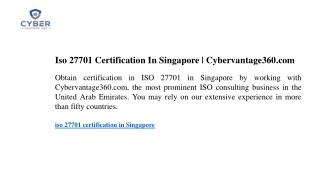 Iso 27701 Certification In Singapore  Cybervantage360.com
