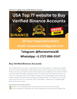 UK Top 77 website to Buy Verified Binance Accounts