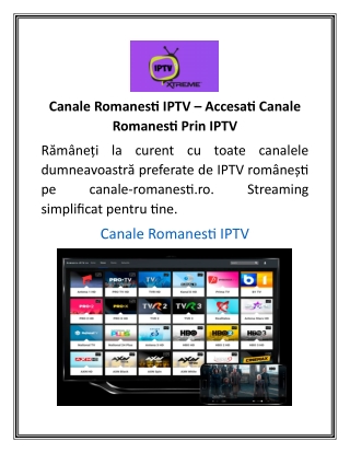 Canale Romanesti IPTV  Accesati Canale Romanesti Prin IPTV