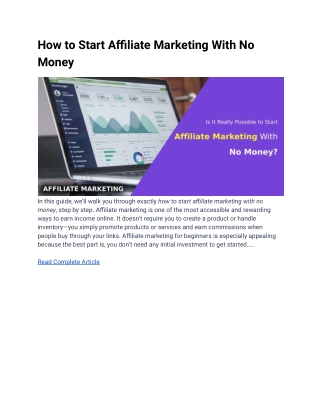 How to Start Affiliate Marketing With No Money